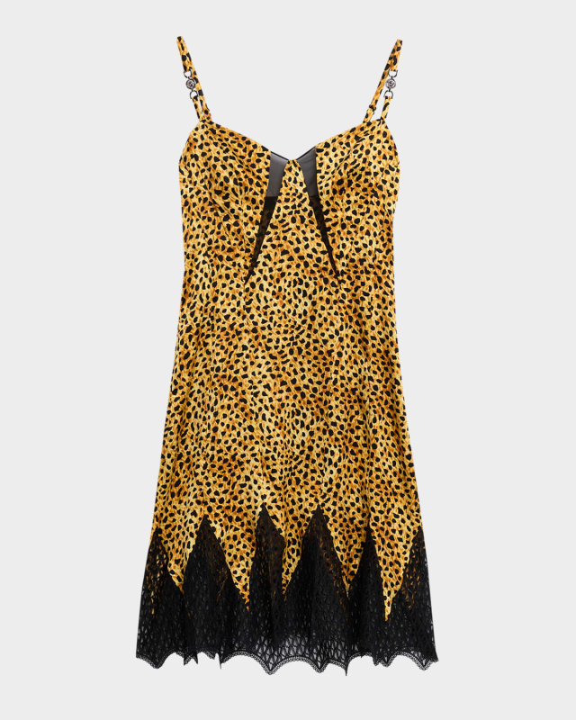 Printed Crepe Satin Mini Slip Dress